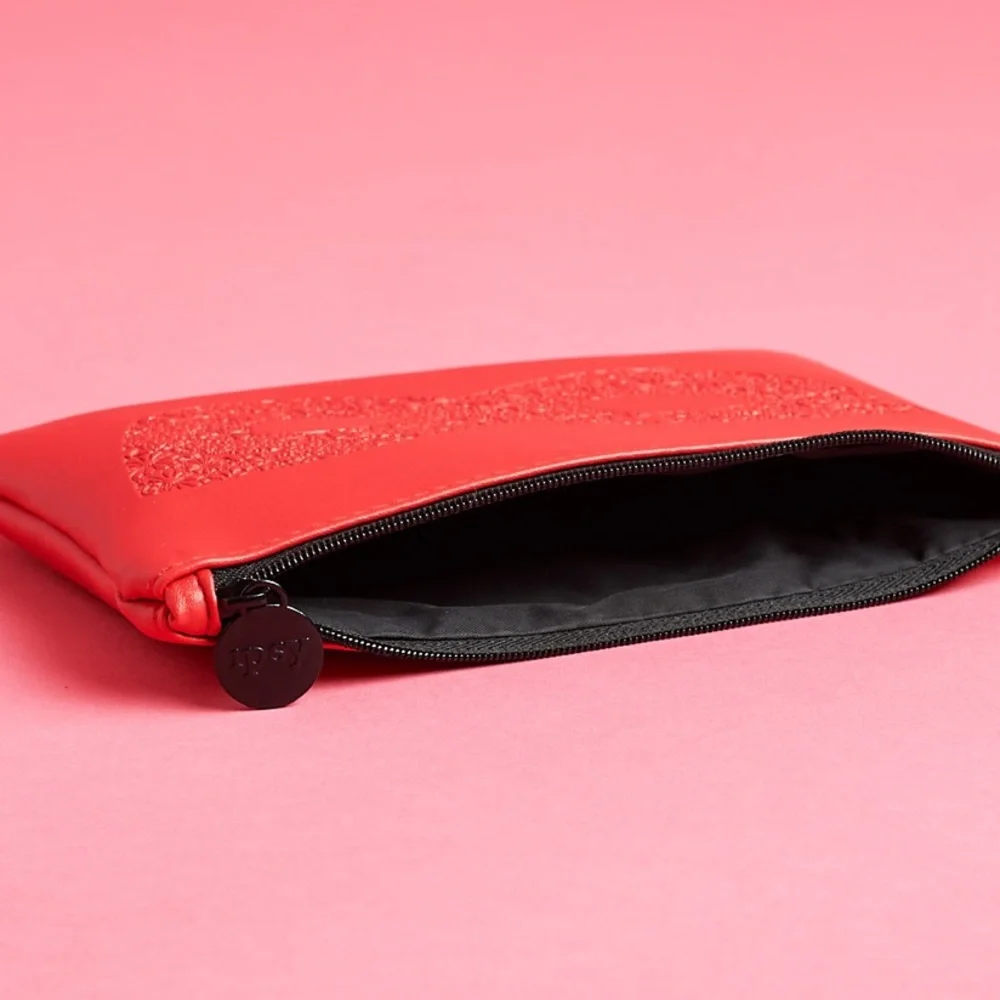 Ipsy Red Faux Leather Masquerade Themed Cosmetic Glam Bag
